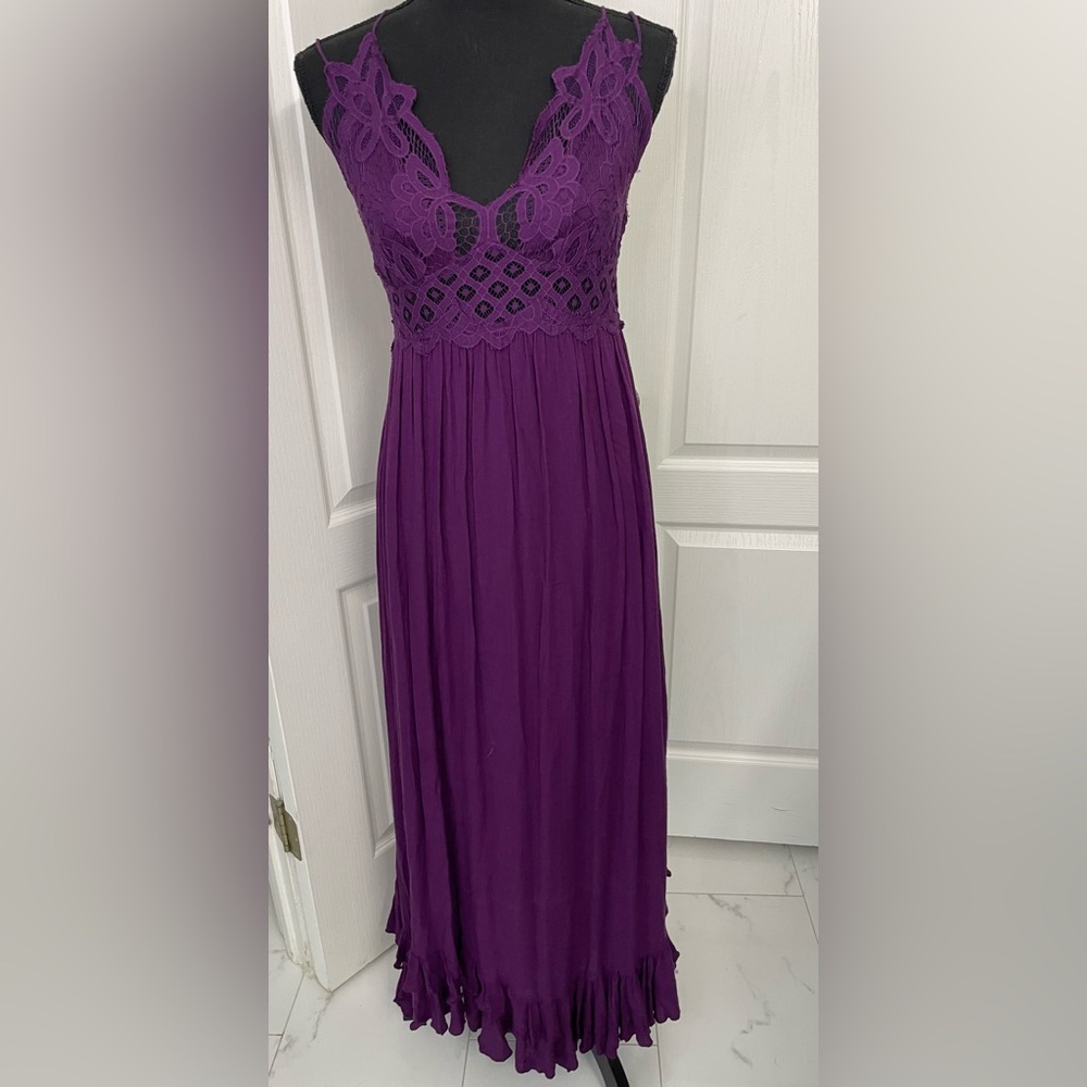 FP One Free People maxi dress plum size M purple burgundy - Picture 5 of 11